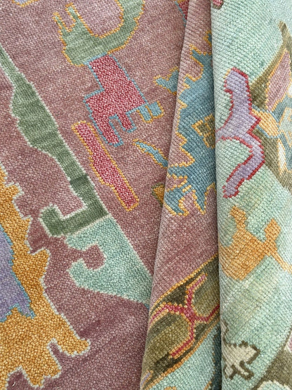 Hand Knotted Vintage Antique Turkish Oushak Area Rug