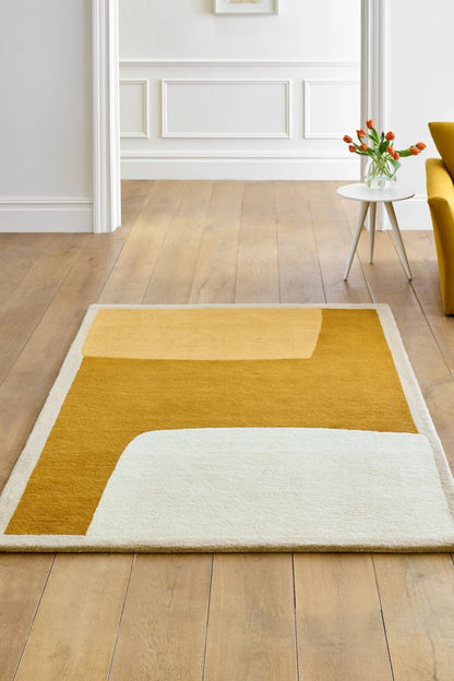 Mustard Color Modern Design Hand-Tufted Rug-Bisha Rugs