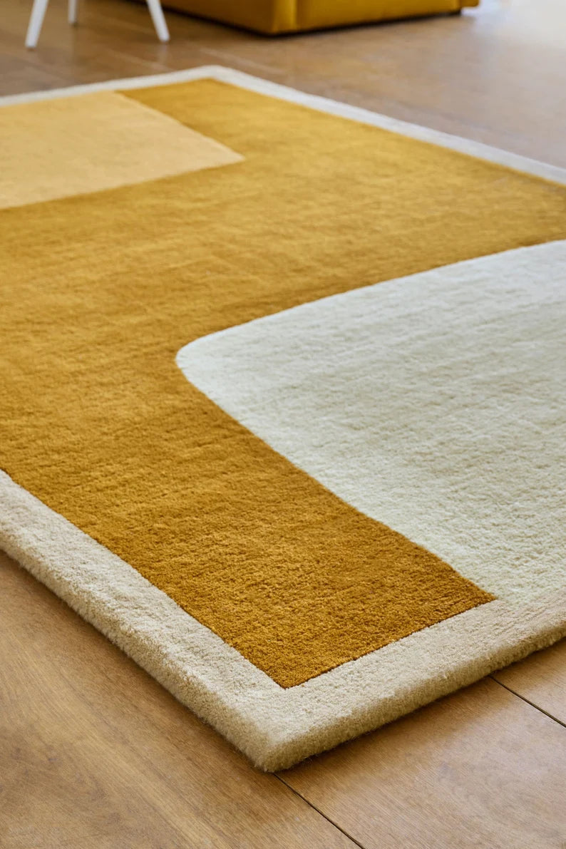 Mustard Color Modern Design Hand-Tufted Rug-Bisha Rugs