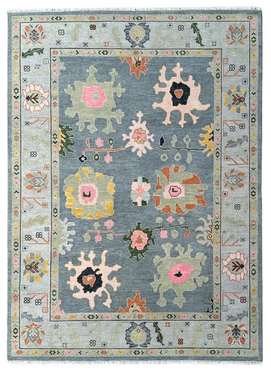 Grey Color Vintage Oushak Wool Area Rug