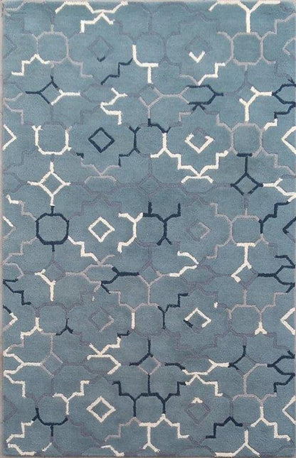 Gray Color Geometrical Handmade Rug-Bisha Rugs