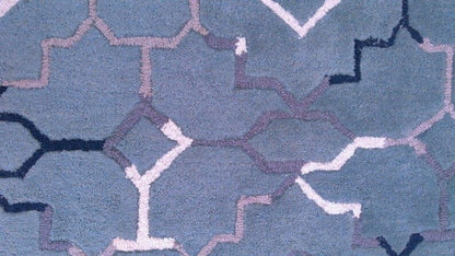 Gray Color Geometrical Handmade Rug-Bisha Rugs