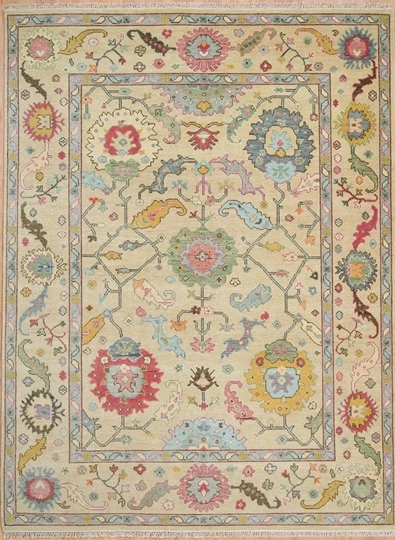 Sand Oushak Rug - Hand-Knotted Wool Turkish Rug