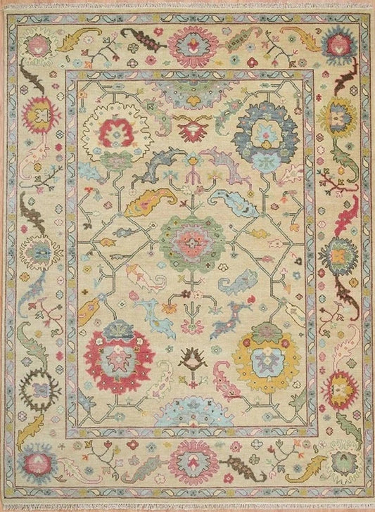 Sand Oushak Rug - Hand-Knotted Wool Turkish Rug