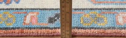 Handmade Oushak Wool Rug - Peach, Ivory & Brown Floral Medallion