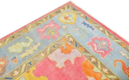 Pink Oushak Rug: Hand-Knotted Wool Turkish Rug