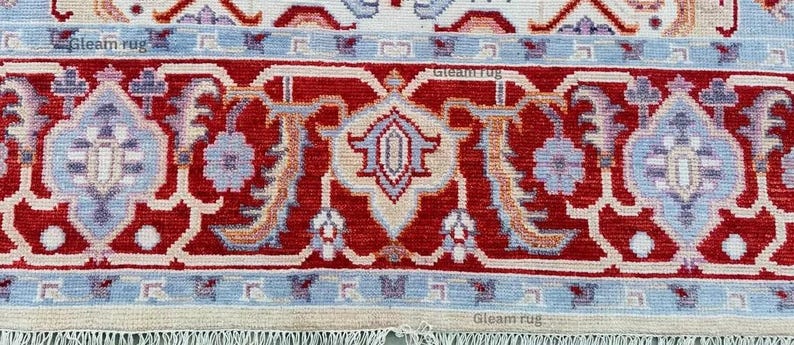 Luxury Cherry Red Oushak Rug - Turkish Hand Knotted Red Rug