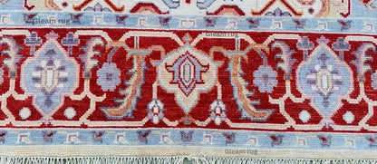 Luxury Cherry Red Oushak Rug - Turkish Hand Knotted Red Rug