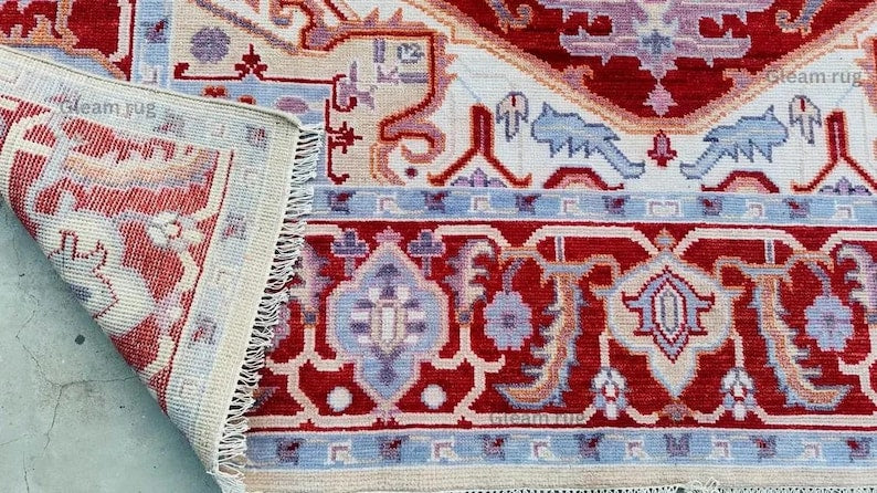 Luxury Cherry Red Oushak Rug - Turkish Hand Knotted Red Rug