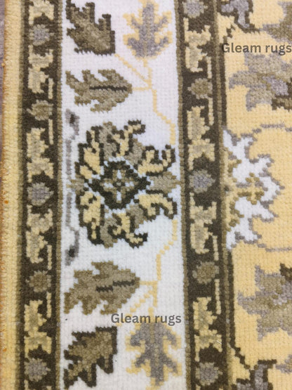 Hand-Knotted Wool Oushak Rug - Gold Turkish Antique Style