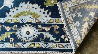 Magnificent Hand Knotted Oushak Rug in Blue & Green Color