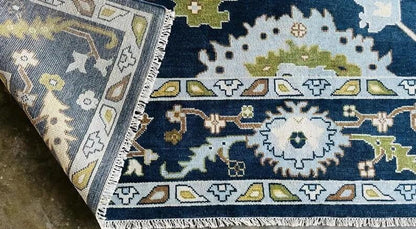 Magnificent Hand Knotted Oushak Rug in Blue & Green Color
