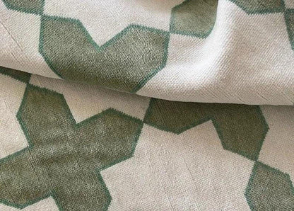 Hand-knotted Handmade Wool Oushak Rug: Modern Green & Beige Area Rug
