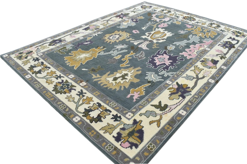 Sage green Ivory Oushak Rug – Luxurious Rug for Living Room, Bedroom & Dining Hall