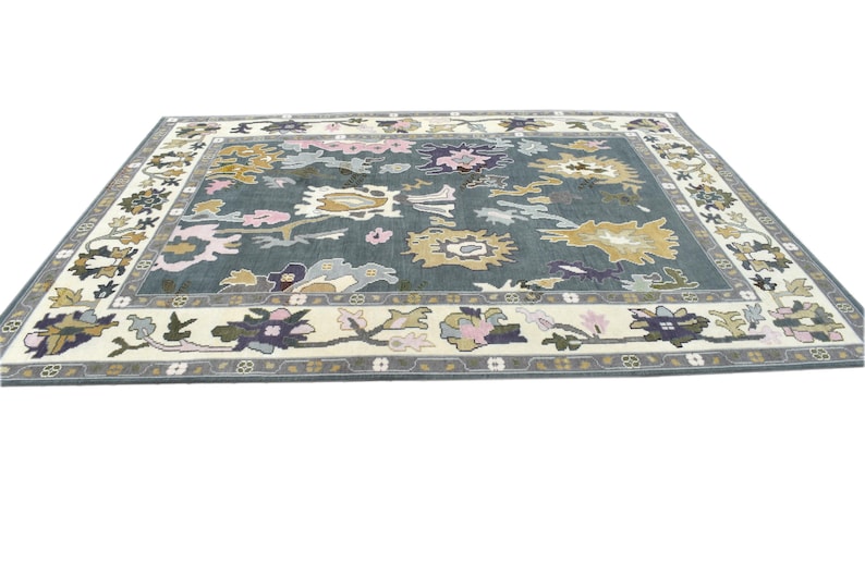 Sage green Ivory Oushak Rug – Luxurious Rug for Living Room, Bedroom & Dining Hall