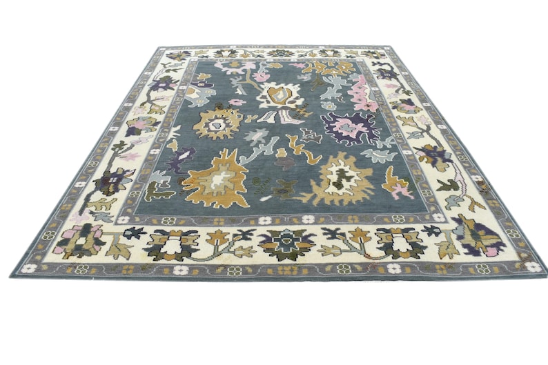 Sage green Ivory Oushak Rug – Luxurious Rug for Living Room, Bedroom & Dining Hall