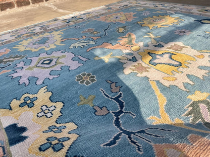 Turkish Knot Vintage Design Rug - Hand Knotted Antique Oushak Rug