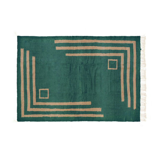 Corners Emerald Green and Sahara Brown Bisha Rugs