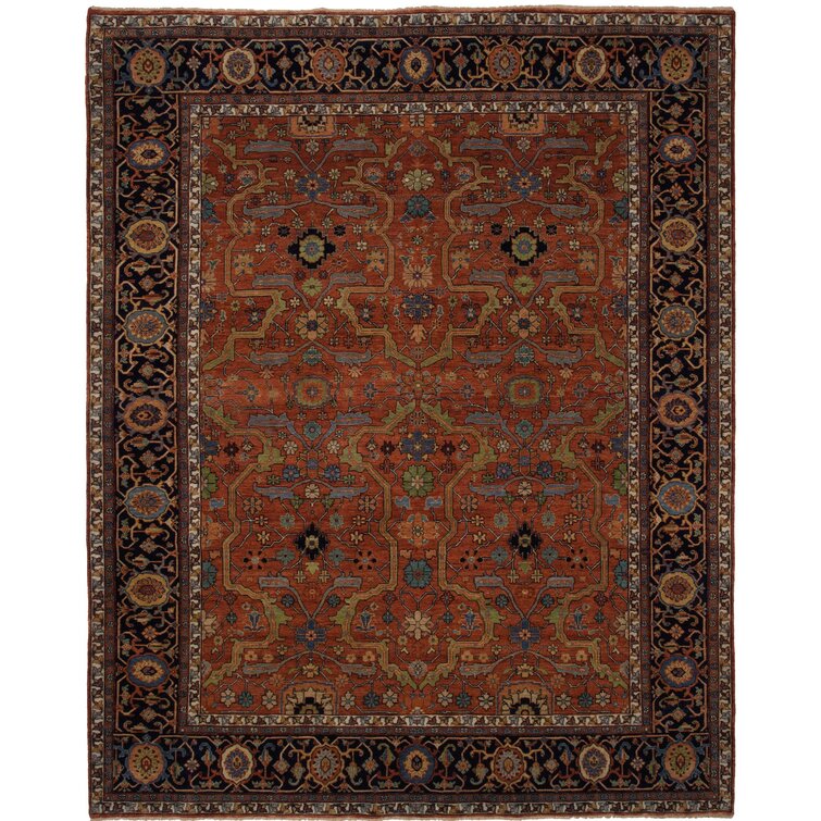 Black and Brown Persian Design  Wool Area Rug