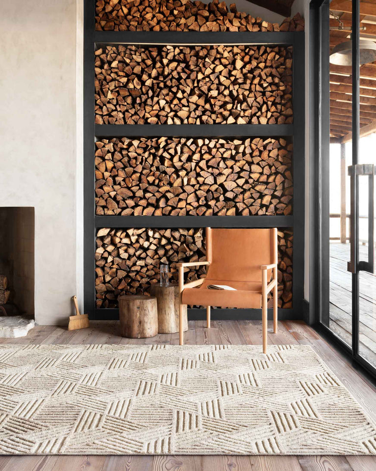 Hand Knotted Oatmeal / Ivory Area Rug