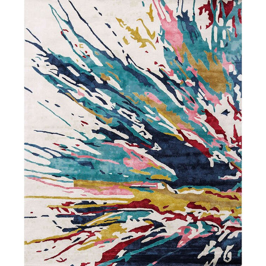 Multicolor Wool Area Rug for Living Room and Bedroom - Made in Wool and Silk