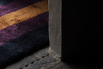 Blue, Purple & Gold Color Strip Rug for Living Room