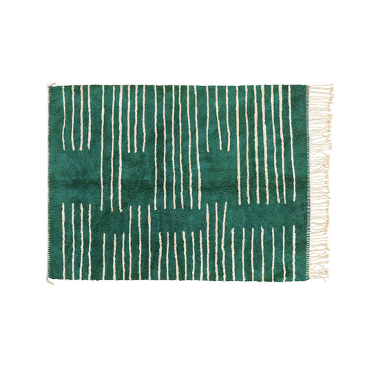Meeting Emerald Green and Natural Wool Bisha Rugs