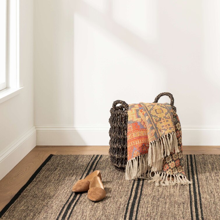 Black and Beige Color  Wool Area Rug