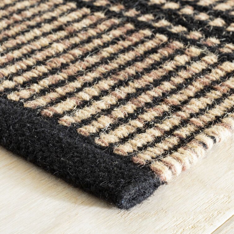 Black and Beige Color  Wool Area Rug