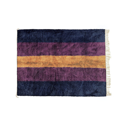 Blue, Purple & Gold Color Strip Rug for Living Room