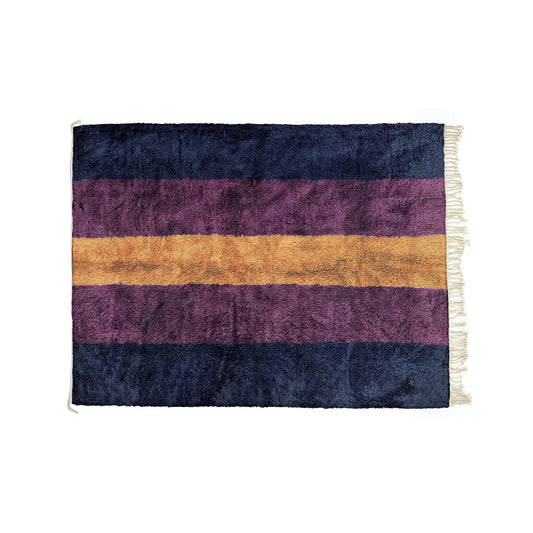Blue, Purple & Gold Color Strip Rug for Living Room