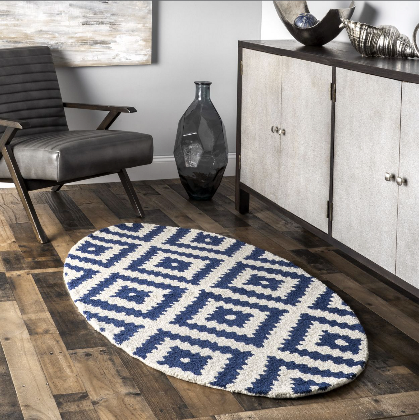 Navy Scandinavia Diamond Area Rug