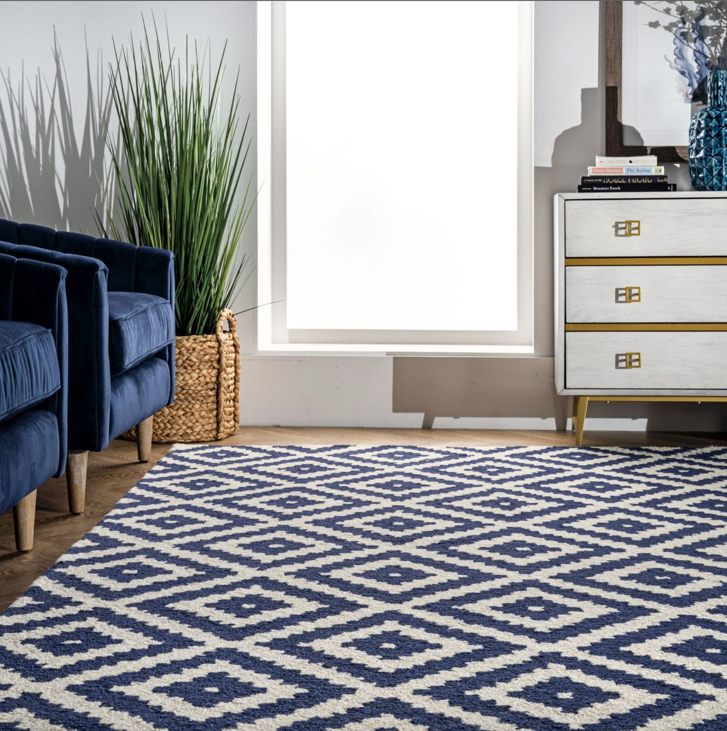 Navy Scandinavia Diamond Area Rug