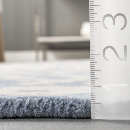 Light Blue Josephine Wool Leopard Area Rug