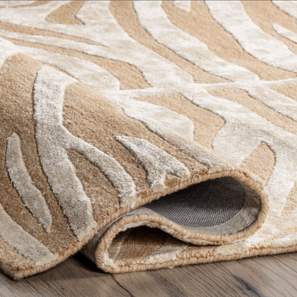 Tan Kylie Wool-Blend Zebra Area Rug