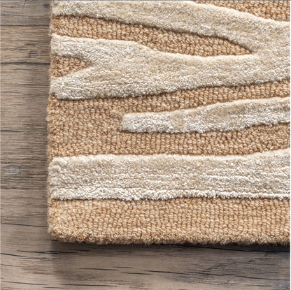 Tan Kylie Wool-Blend Zebra Area Rug