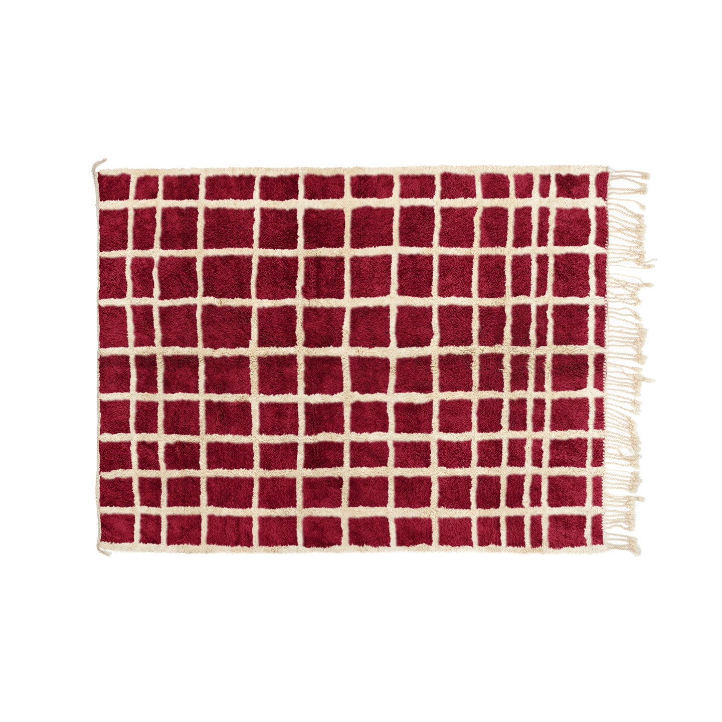 Zenith Deep Red and Natural wool Bisha Rugs