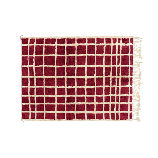 Zenith Deep Red and Natural wool Bisha Rugs